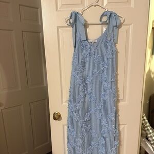 En Saison Blue Dress with Floral Details